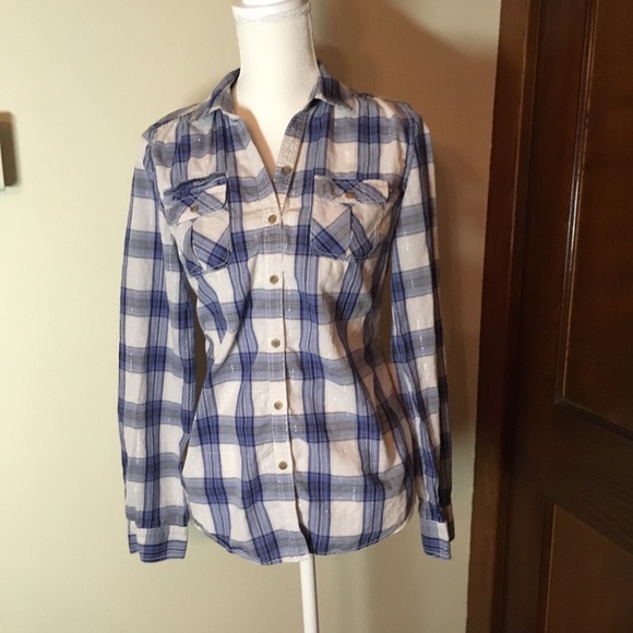 Express plaid look with silver thread Size Small - Picture 2 of 7